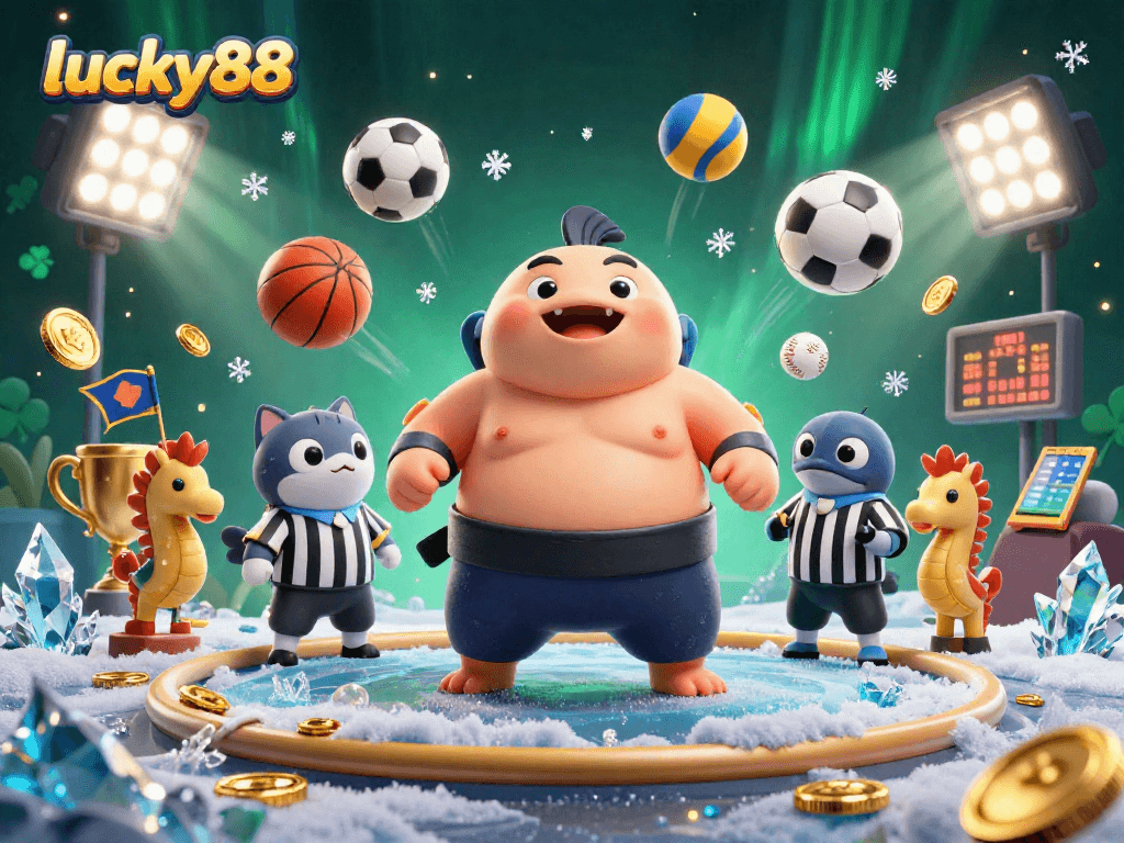 Play and win big at lucky88 with this engaging underwater casino scene featuring colorful characters and dynamic game elements.