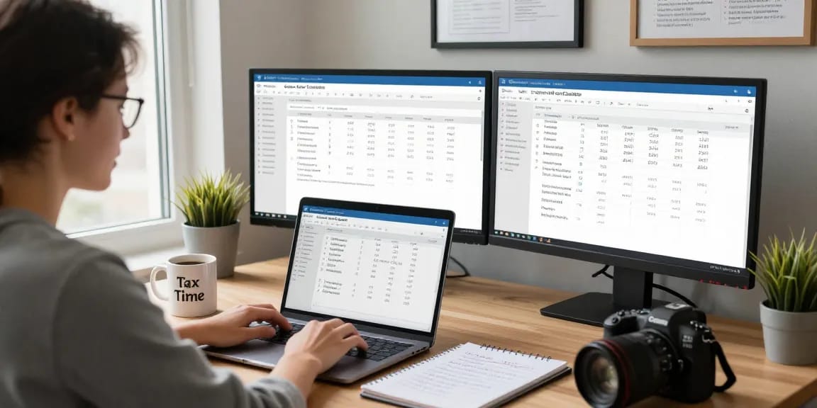Easy tax calculations with quebecsalestaxcalculator.ca in a bright home office setup.