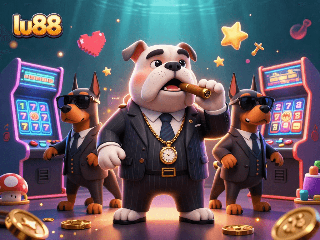 Experience thrilling gaming adventures with lu88 through a dynamic 3D illustration featuring action-packed casino elements.