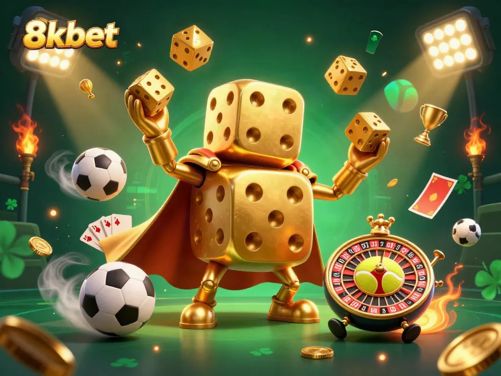 Experience thrilling gaming with 8xbet's dynamic golden dice golem and sports elements.