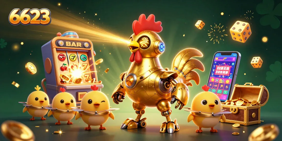 Engage in thrilling gameplay at 6623 with retro-futuristic robots and exciting casino elements.