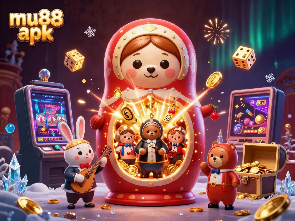 Play mu88 apk with thrilling casino games and rich visuals, featuring dynamic characters and a jackpot explosion.