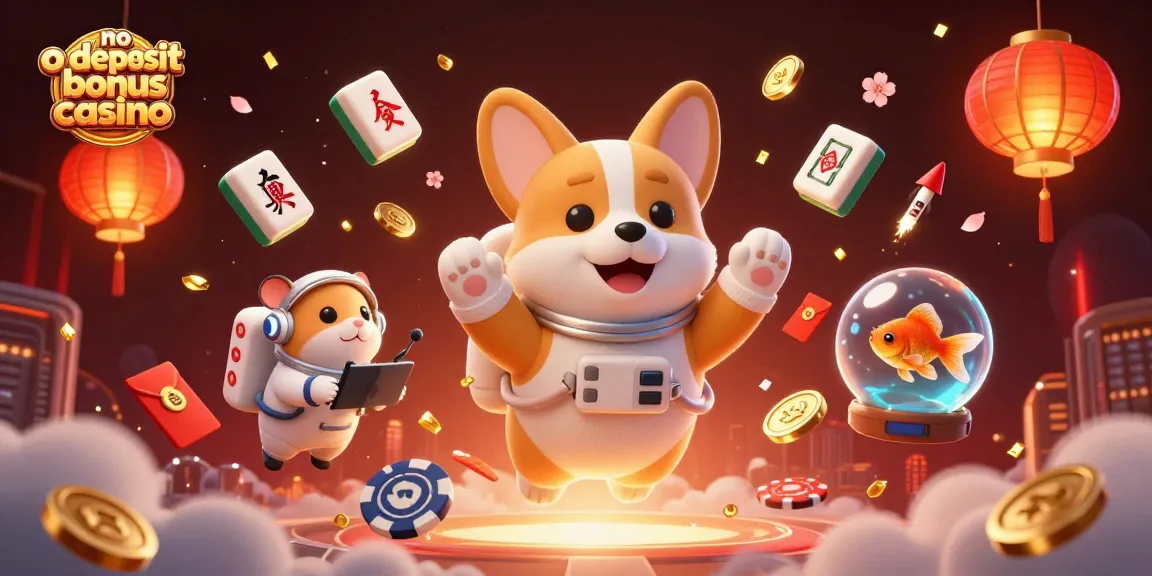 Engage with the no deposit bonus casino experience in a dynamic 3D scene featuring playful characters.