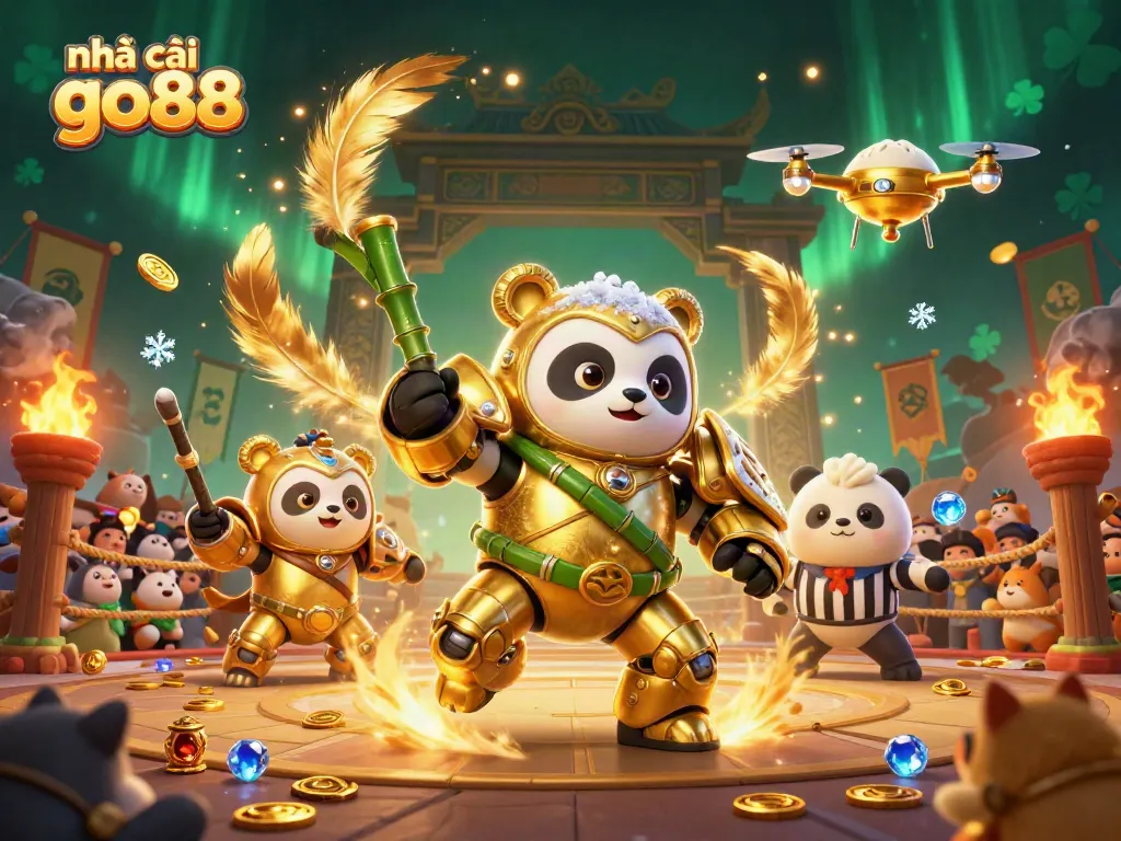 Nhà cái go88 trải nghiệm casino sống động với panda robot và không gian chiến đấu hấp dẫn.