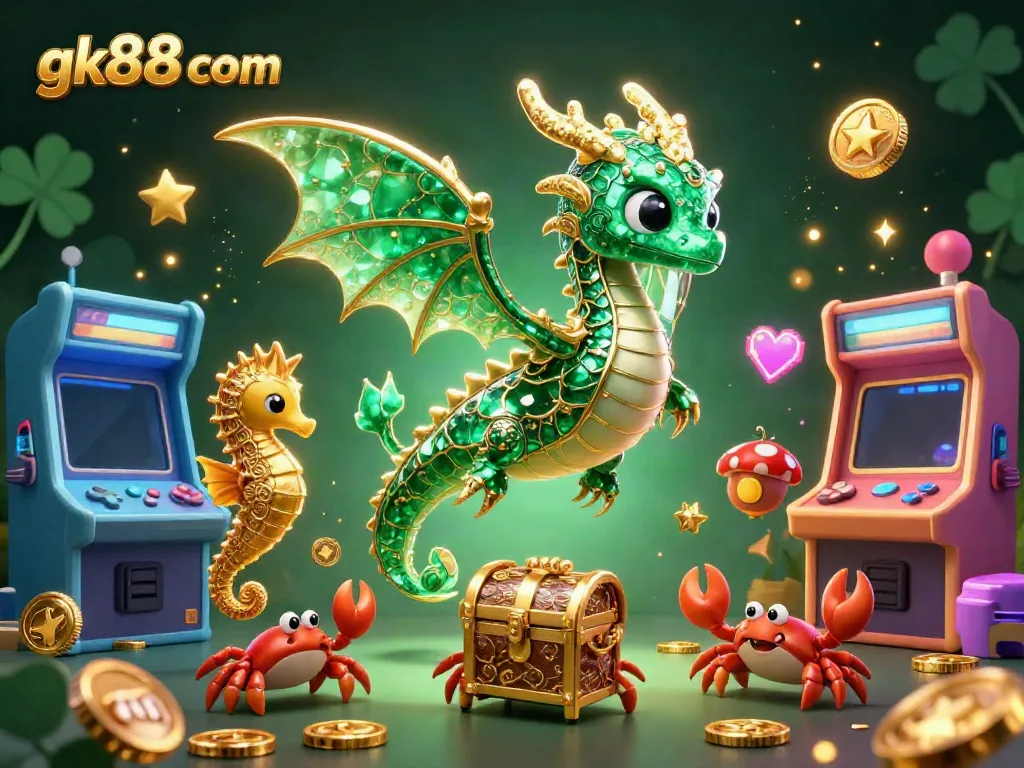 Engage with gk88 com in a vibrant underwater casino scene featuring a sea dragon, game elements, and bright colors.