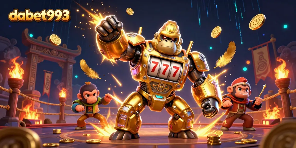 Experience excitement with dabet993's dynamic gaming scene featuring a golden gorilla mech.