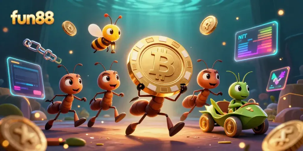 Experience fun88’s vibrant casino atmosphere with animated characters in a thrilling heist scene.