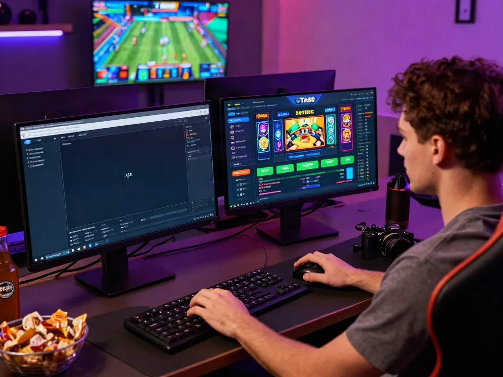 Engaging user enjoying the TA88 online betting experience at their gaming setup.