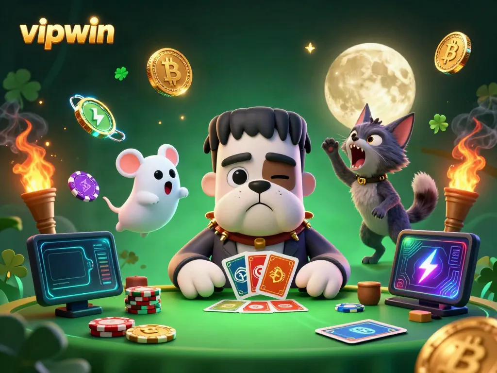 Engage in thrilling casino action with this vibrant illustration featuring vipwin elements.