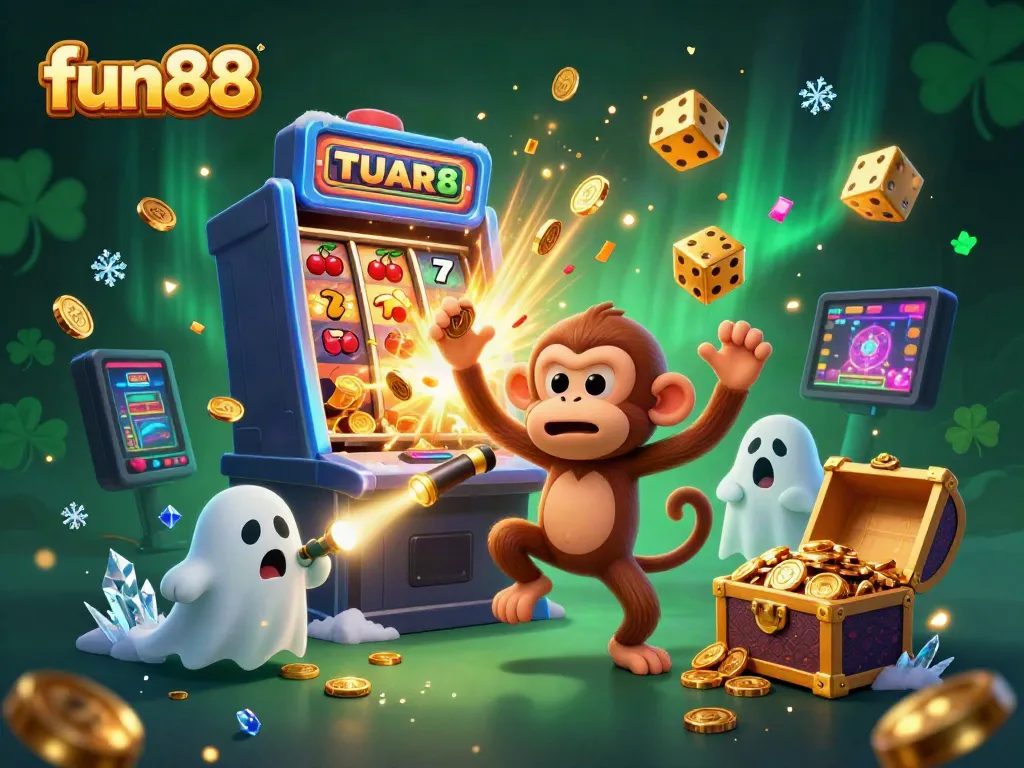 Experience thrilling fun88 gaming adventures with a playful poltergeist monkey and ghost-hunter puppy.