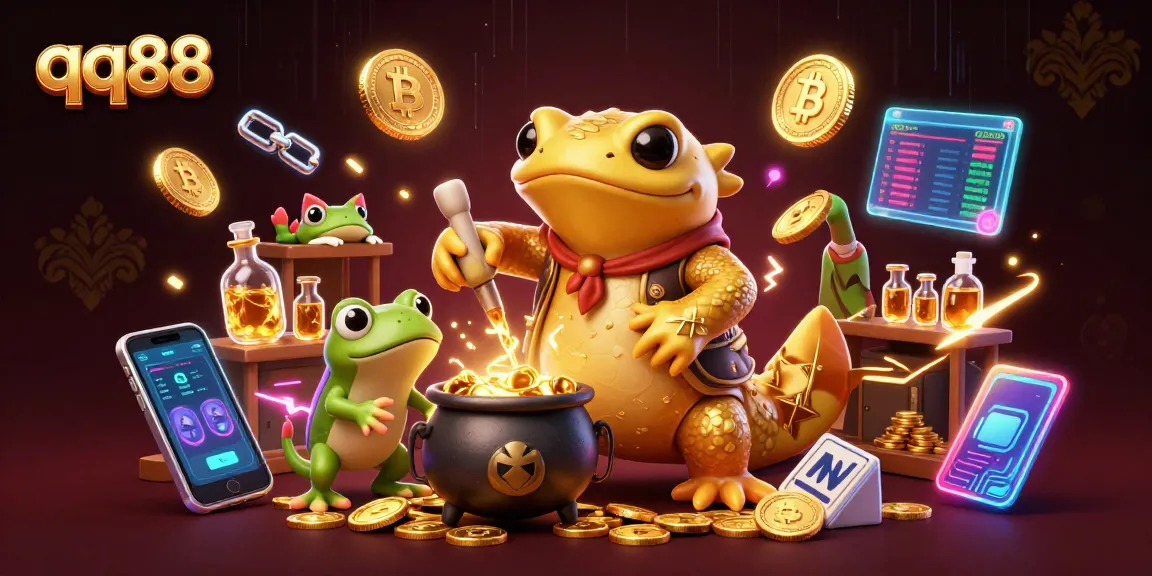 Experience immersion with qq88 in a dynamic 3D casino scene featuring gold creation and crypto elements.