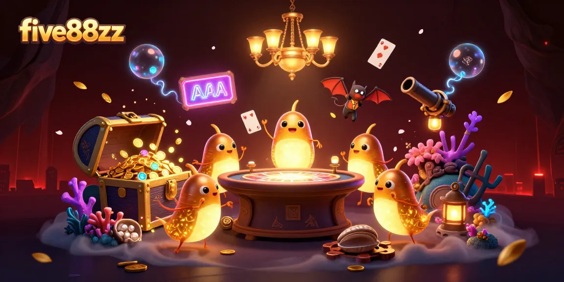 Experience the excitement of five88zz with glowworms illuminating a vibrant casino scene.