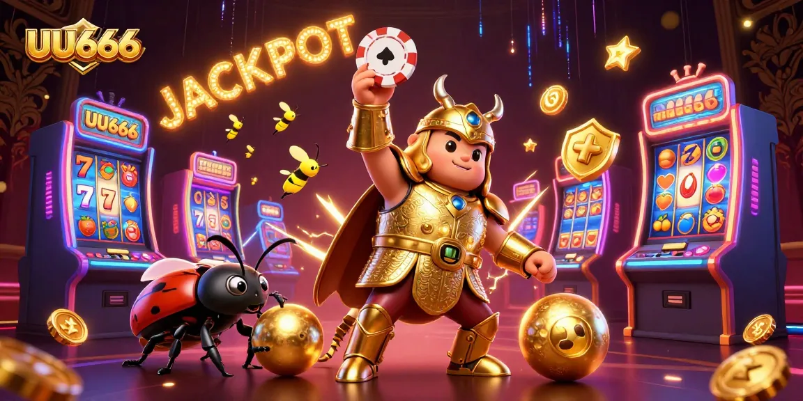 Experience the thrilling casino adventure with UU666 through vibrant 3D illustrations of jackpot winnings.