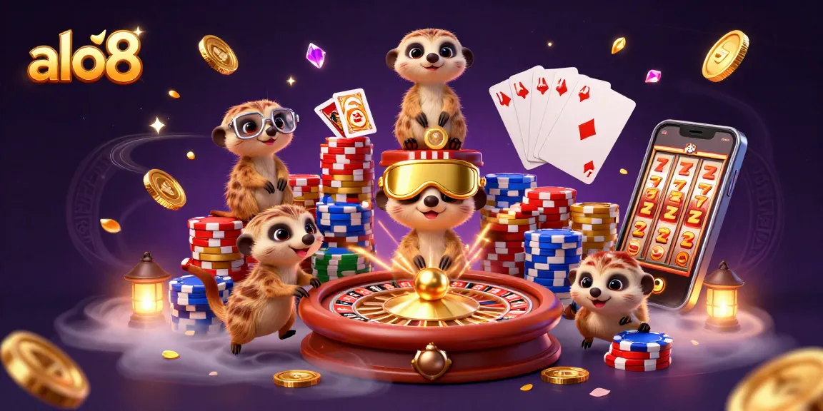 Experience the dynamic casino world of alo8 with lively meerkats managing thrilling games and overflowing jackpots.