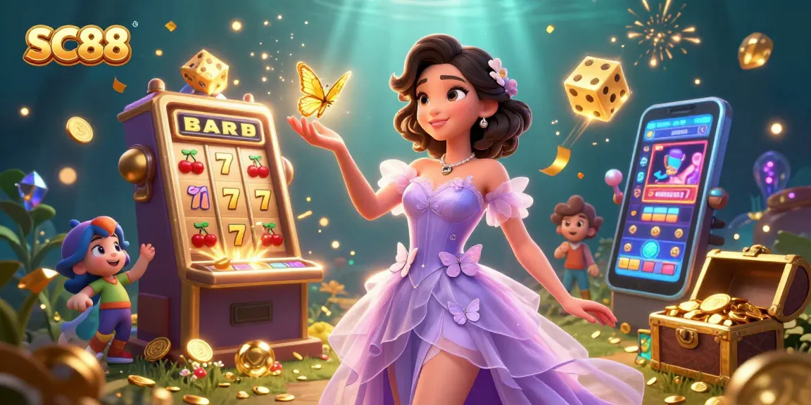 Engage with SC88’s vibrant casino world featuring a stunning woman and dynamic gaming elements.