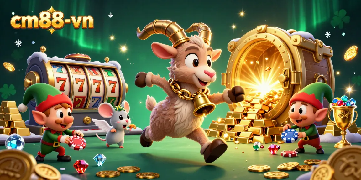 cm88-vn showcases a bustling casino scene with whimsical characters stealing poker chips and vibrant gambling elements.