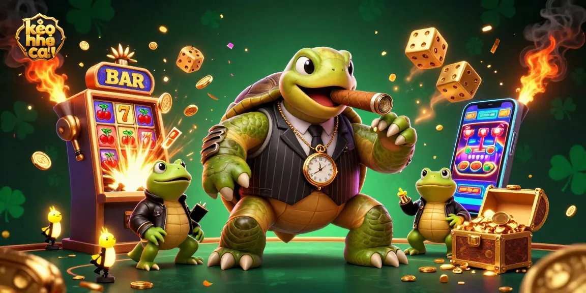 Experience exciting kèo nhà cái action with a packed casino scene featuring a mobster turtle and dynamic game elements.