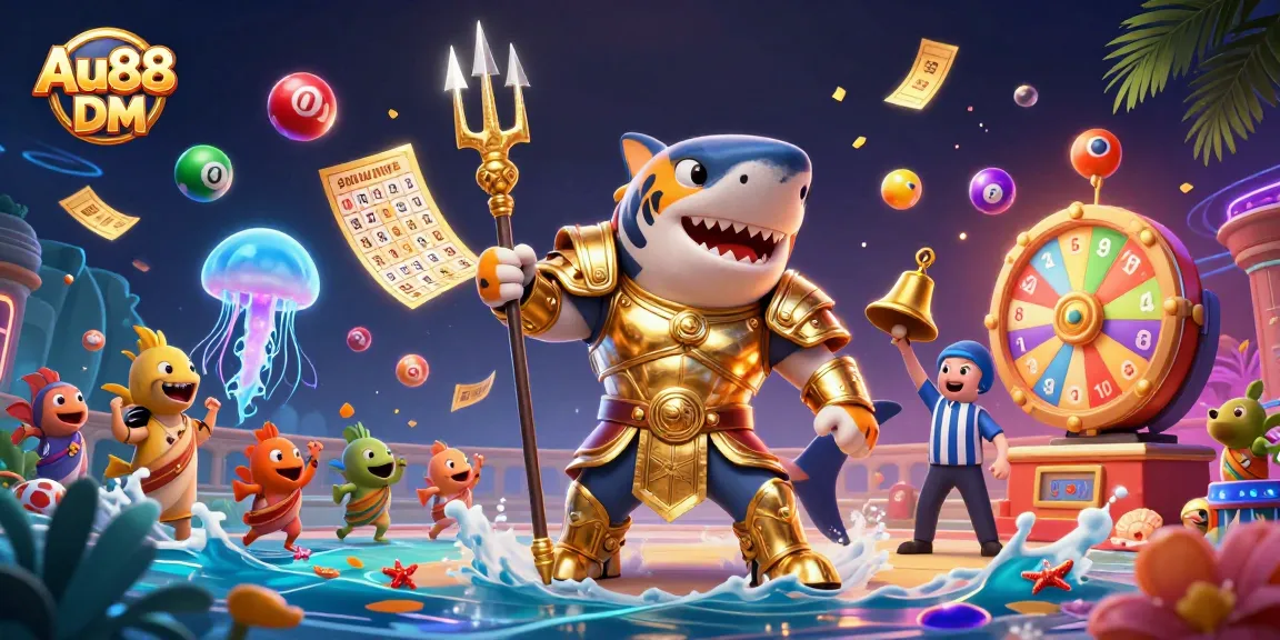 Play exciting games at Au88 DM with a captivating underwater casino scene full of vibrant action.