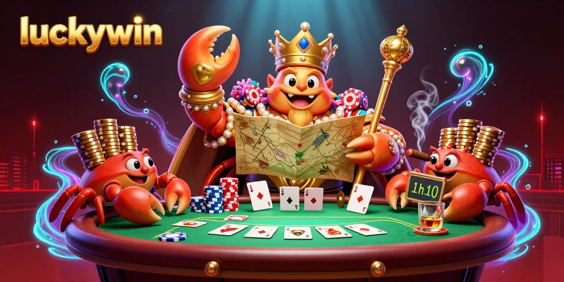 Experience the thrilling essence of luckywin as the golden crab emperor leads an exhilarating poker game packed with vibrant casino elements.